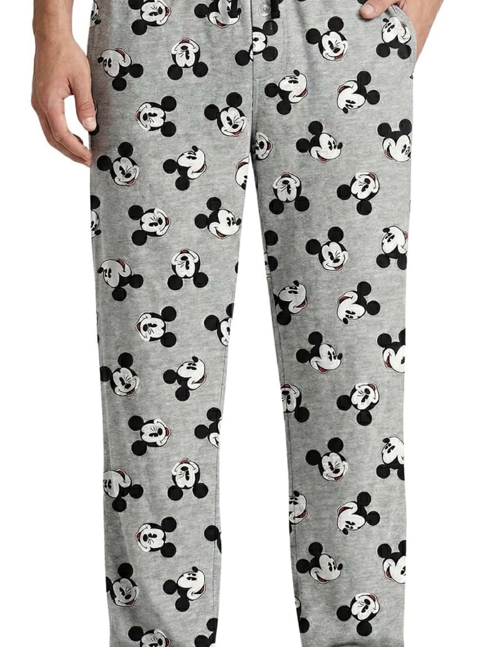 NWT Disney Mens Lounge Pants Pajama Bottoms Grey Mickey Mouse Size Small